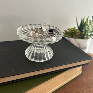 clear glass Partylite Quilted Crystal Candle Holder or Jewelry dish